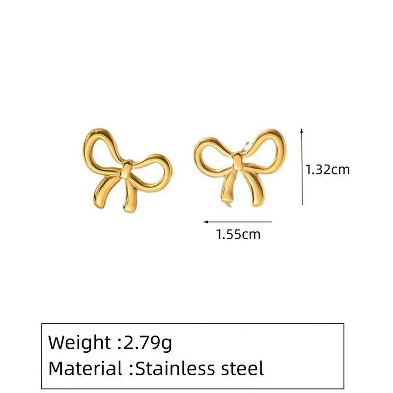 18K gold plated Cute Bow Necklace & Stud Set