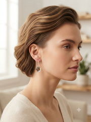 Floral DropOxidised Silver Flower Earrings with Amber Stone Earrings for Women & Girls