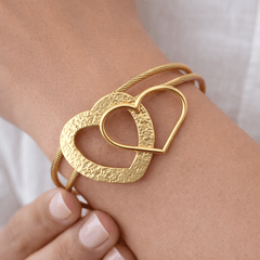 Eternal Love Double Heart Gold Cable Bracelet