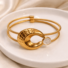 Celestia Crescent Gold Plated Cuff Bangle