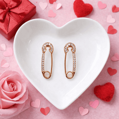 Minimal Rose Gold-Plated Safety Pin Stud Earrings