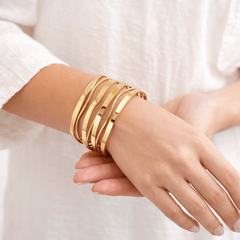 Stylish Multi-Line Gold open Cuff Bracelet