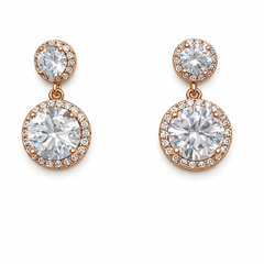 Celeste Double CZ Dangle Rose Gold Plated Earrings