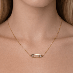 Gold-Plated Minimal Crystal Bar Pendant Necklace