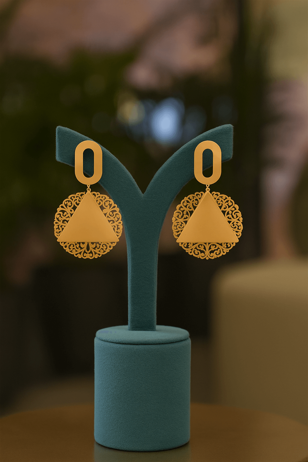 Gold plated Jali drop earring