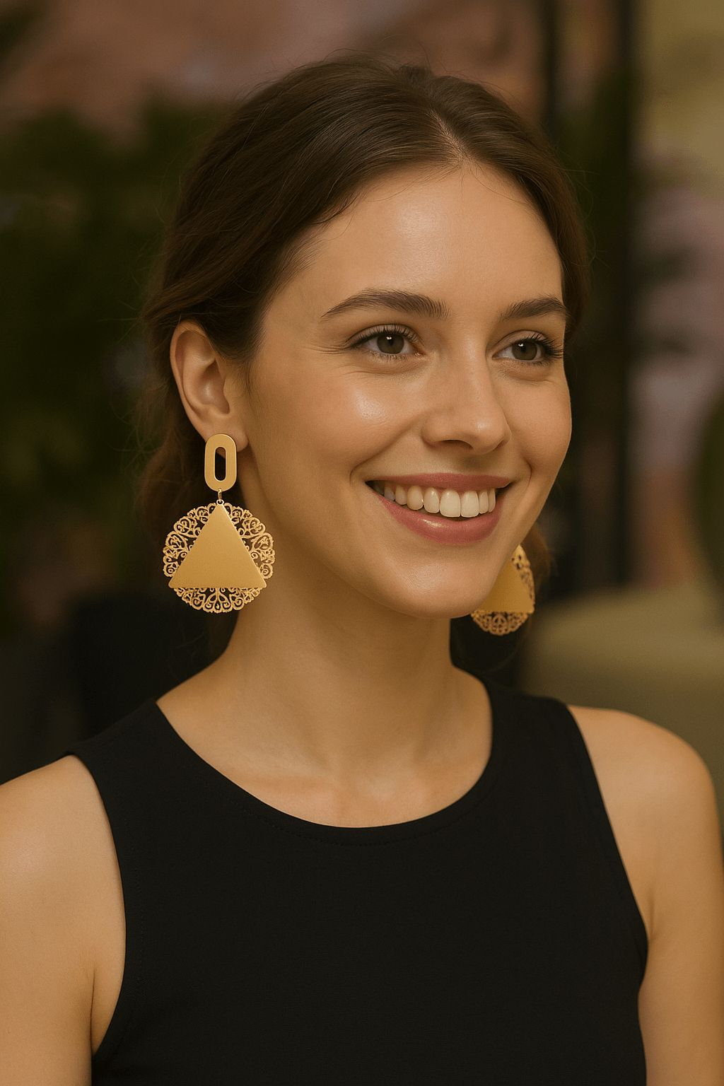 Gold plated Jali drop earring