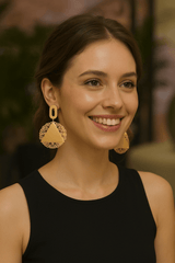 Gold plated Jali drop earring