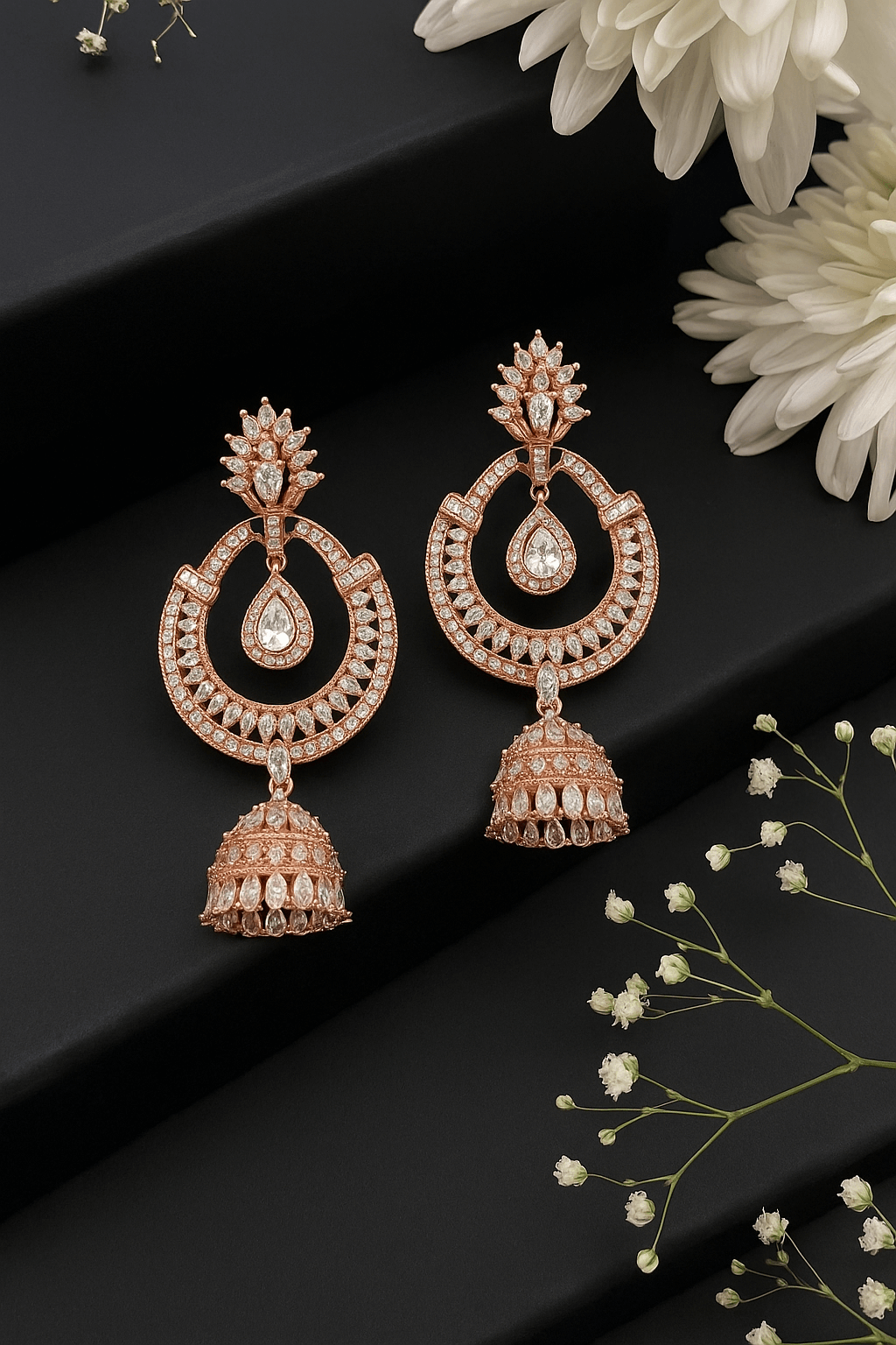 Chand bali rose gold plated earring