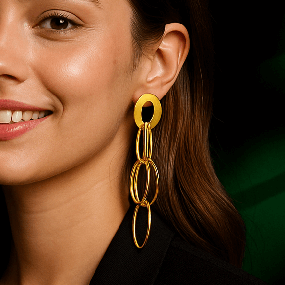 Interlocking chain link drop earring