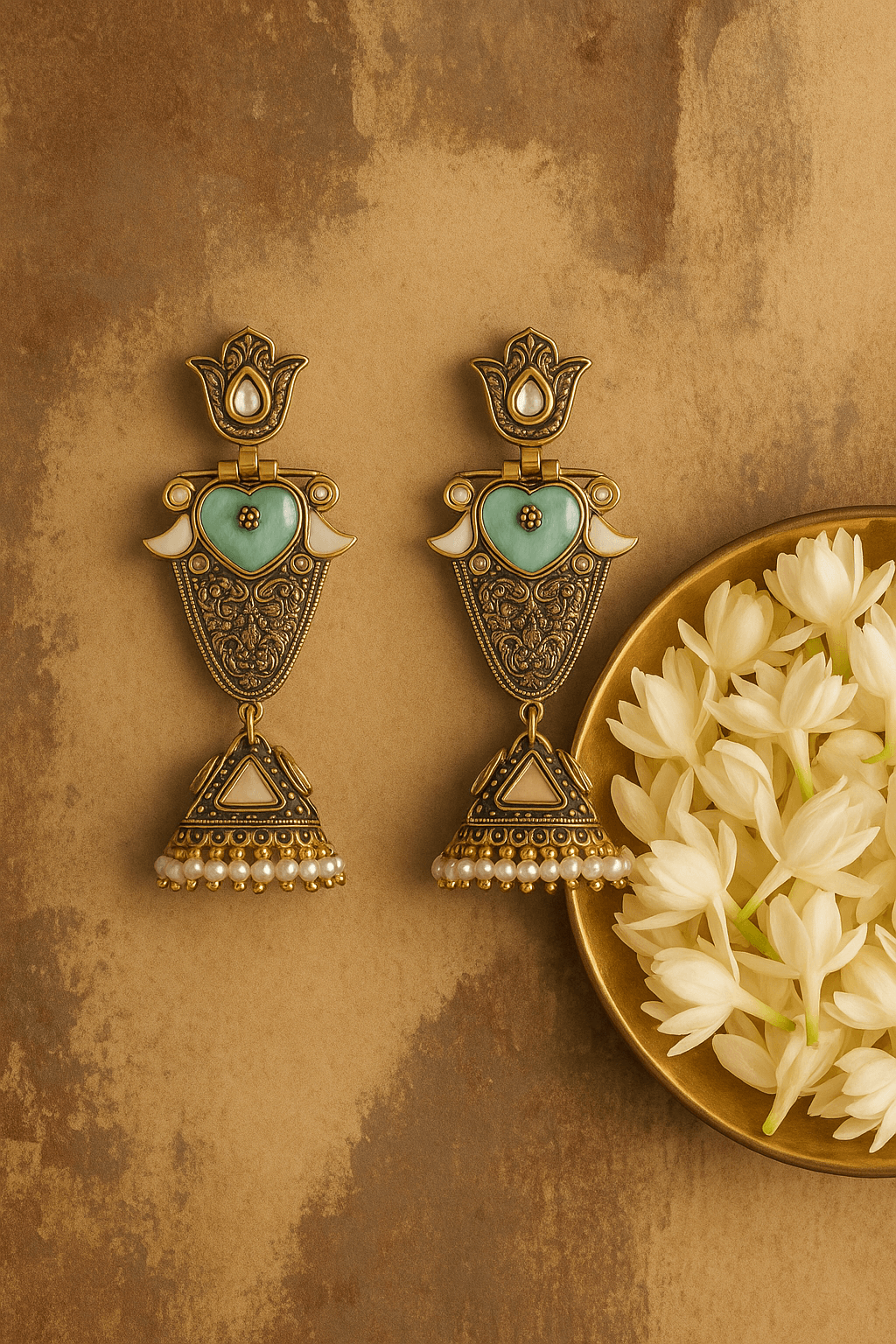 Antique Mehandi tone antique drop earring