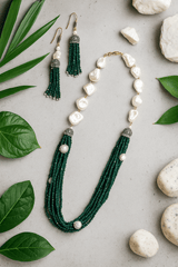Green Crystal pearl mala