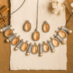 Premium Monalisa  with cubic zirconia necklace set