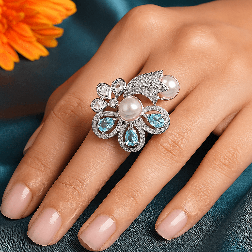 CZ with Pearl & Monalisa Stone Ring