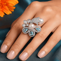 CZ with Pearl & Monalisa Stone Ring