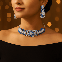 Blue American Diamond Choker