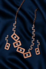 Contemporary American diamond rose gold necklace set