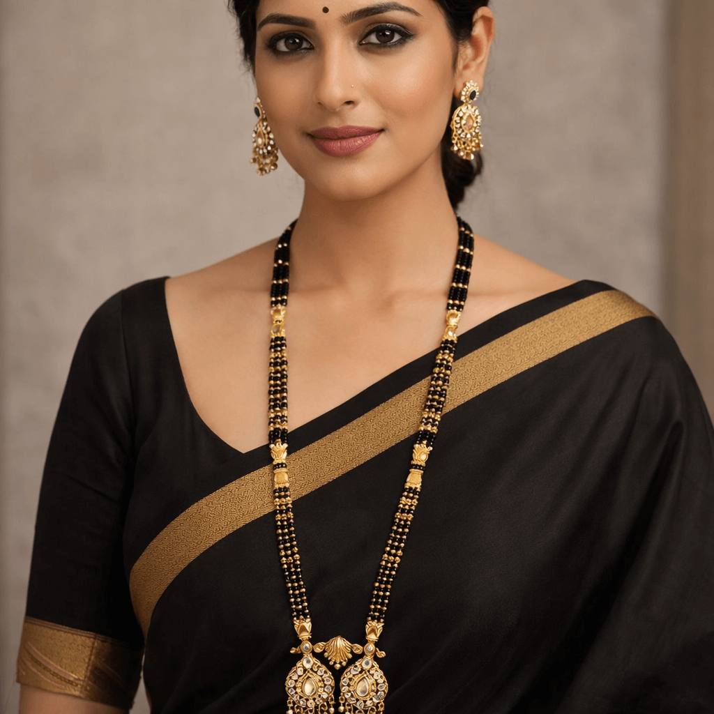 Traditional Gold Plated  Long Mangalsutra Necklace Set for Women