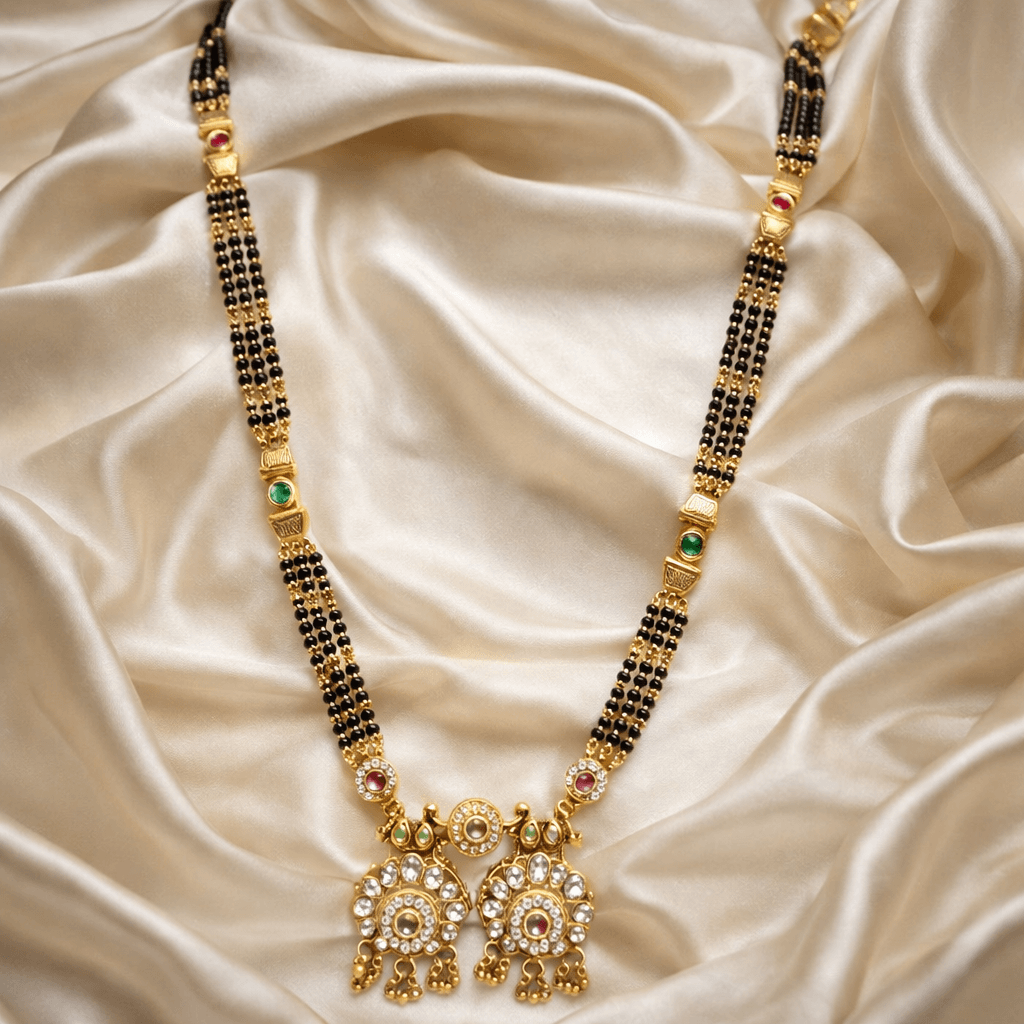 Traditional Gold Plated  Long Mangalsutra Necklace Set for Women