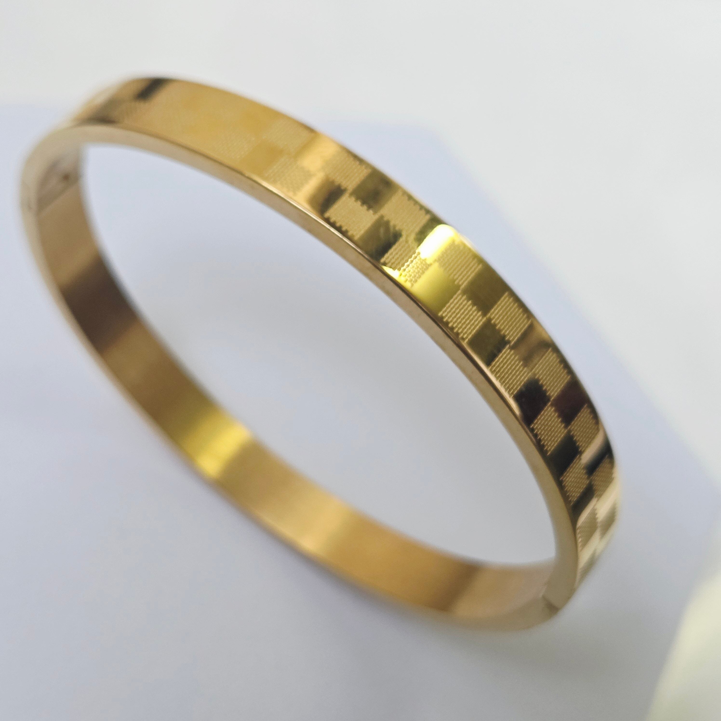 Royal Checkered Gold-Tone Men's Openable Kada