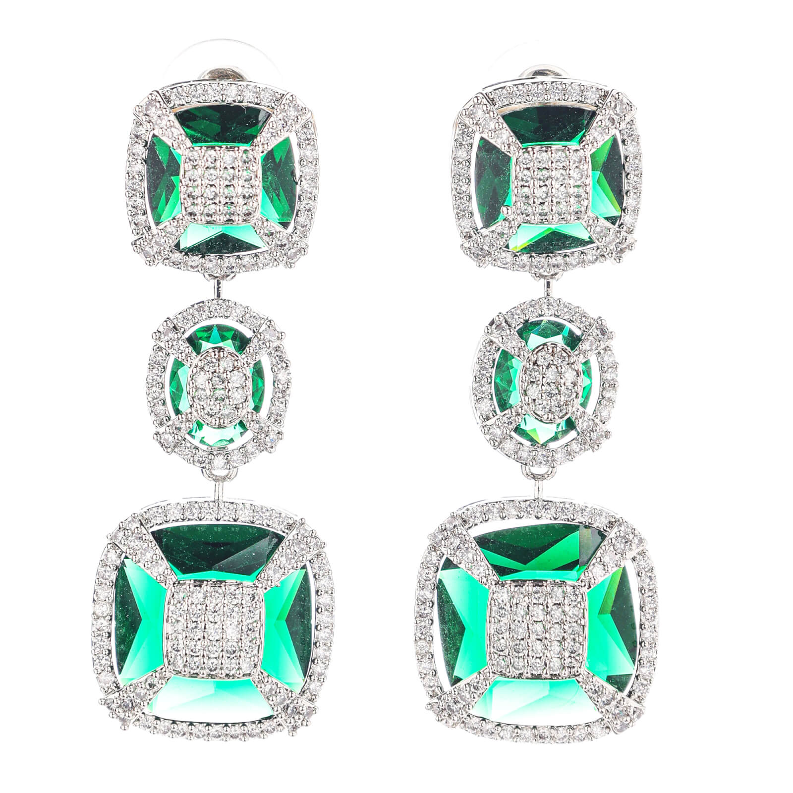Contemporary American diamond green necklace set