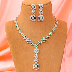 Contemporary American diamond green necklace set