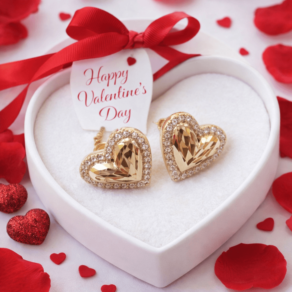 Royal Heart Rose Gold Plated Stud Earrings