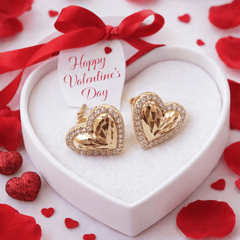 Royal Heart Rose Gold Plated Stud Earrings