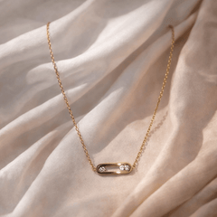 Gold-Plated Minimal Crystal Bar Pendant Necklace