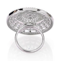 Rhodium plated with CZ Round shape adjustable Finger Ring