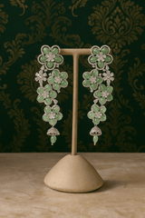 Floral drop earring rhodium plated