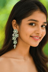 Floral drop earring rhodium plated