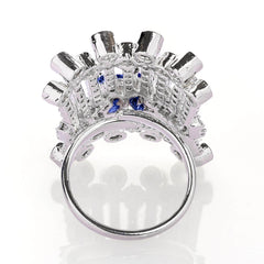 Rhodium plated with  American diamond rectangular adjustable Finger Ring