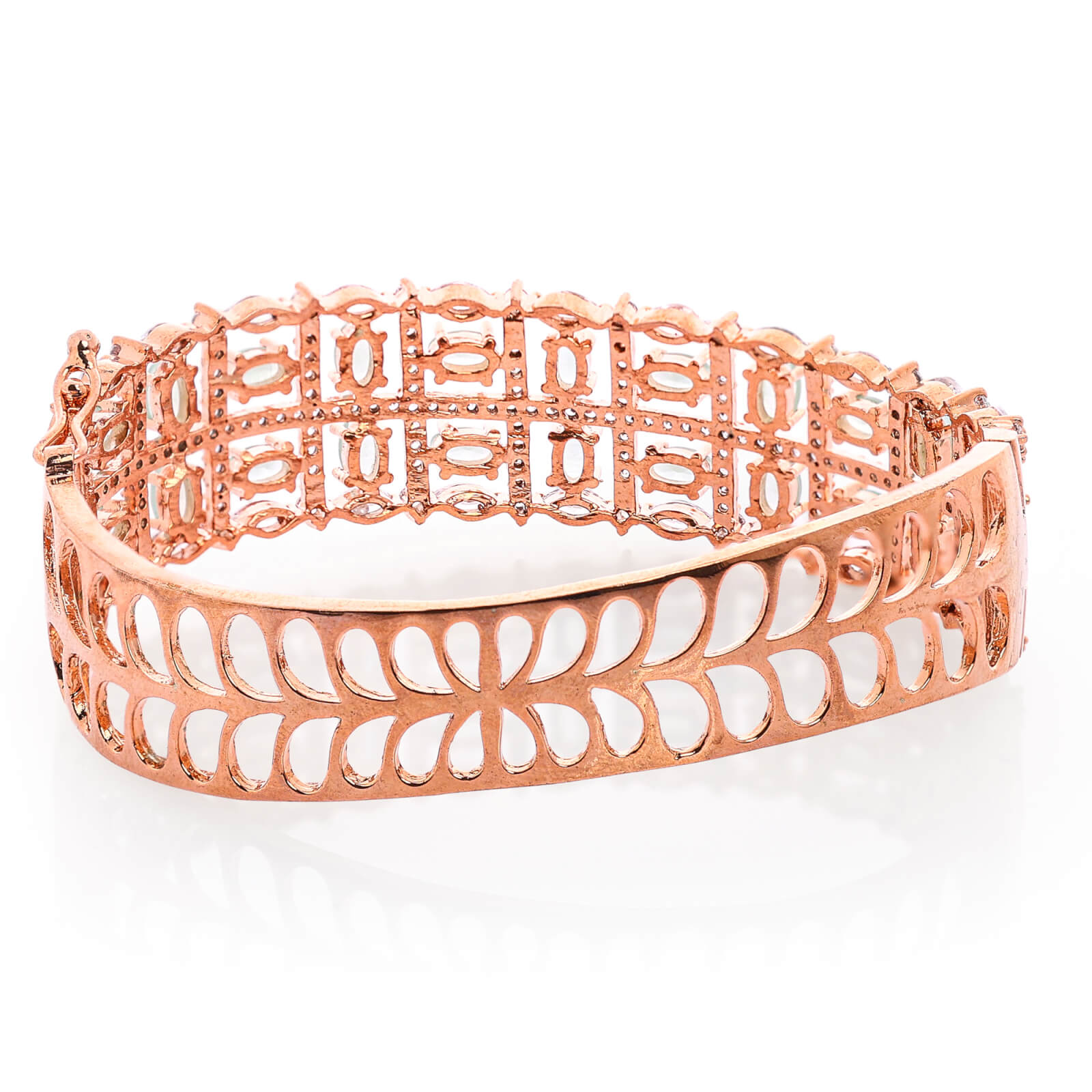 Rose gold plated American diamond Bangle style bracelet