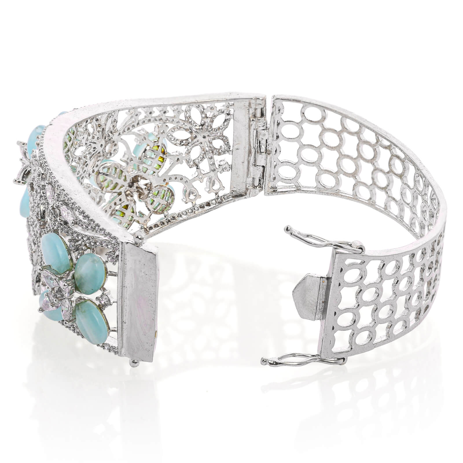 Royal American Diamond Rhodium Plated  open able Kada