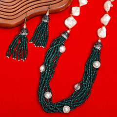 Green Crystal pearl mala