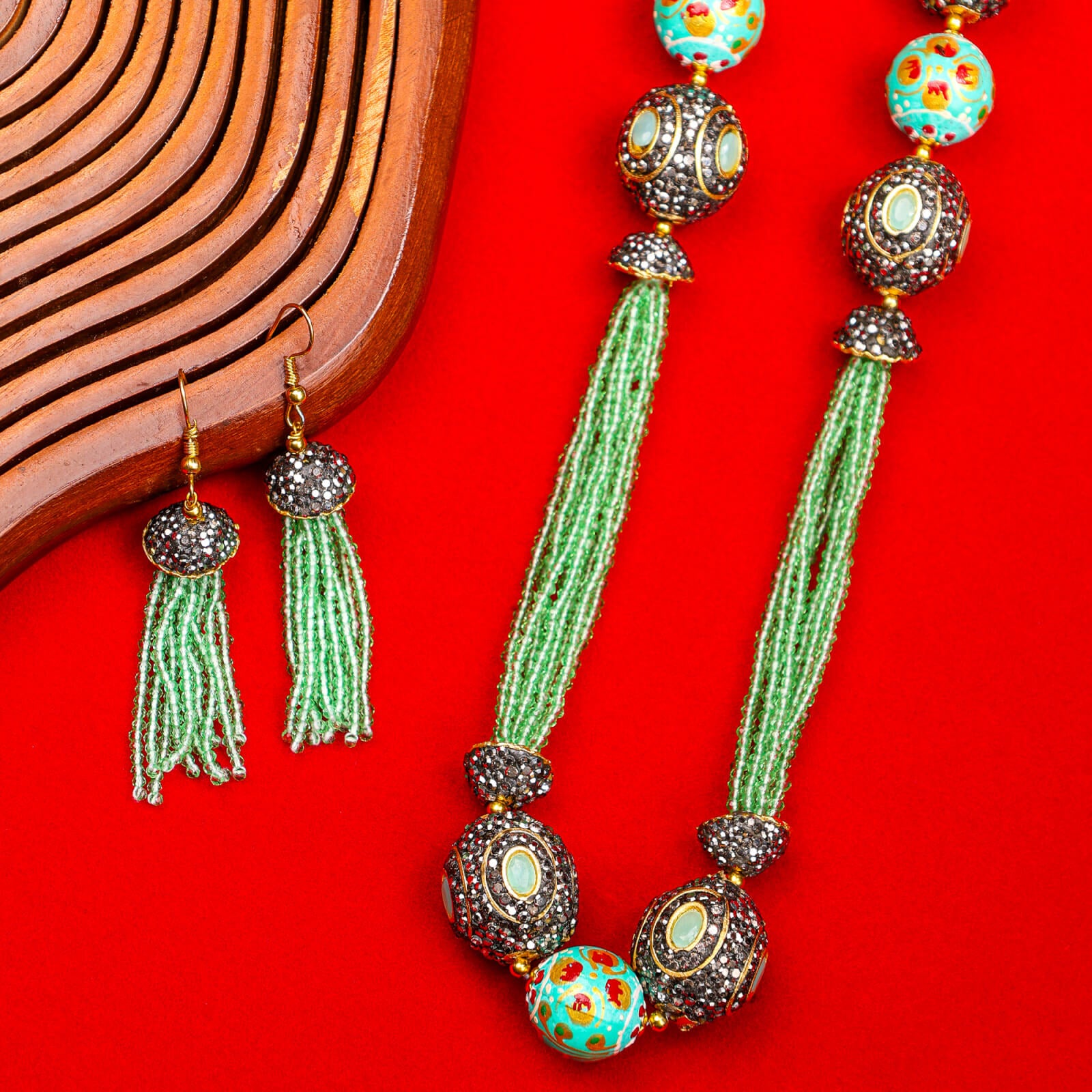 Light Green Crystal pearl mala