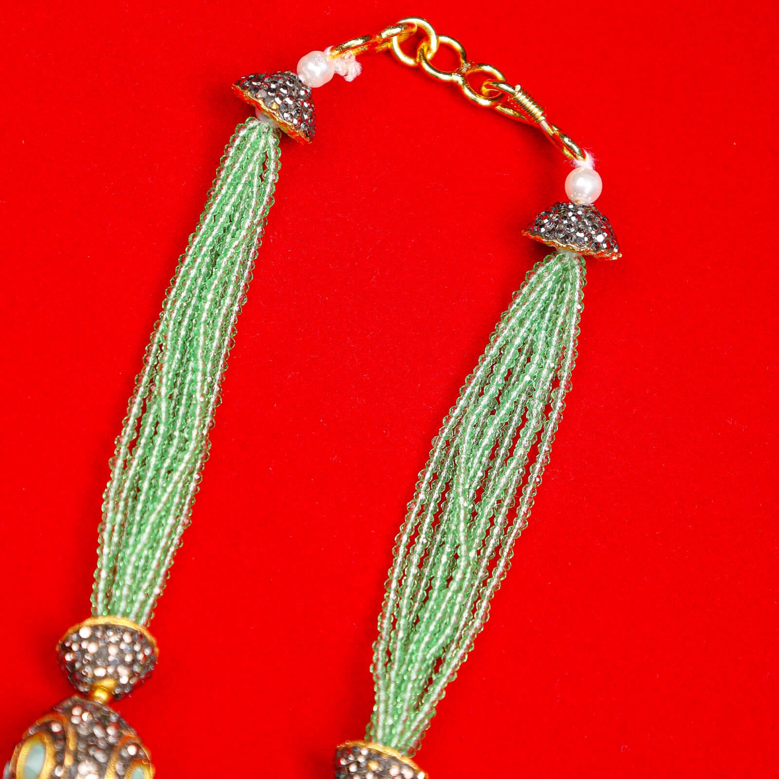 Light Green Crystal pearl mala