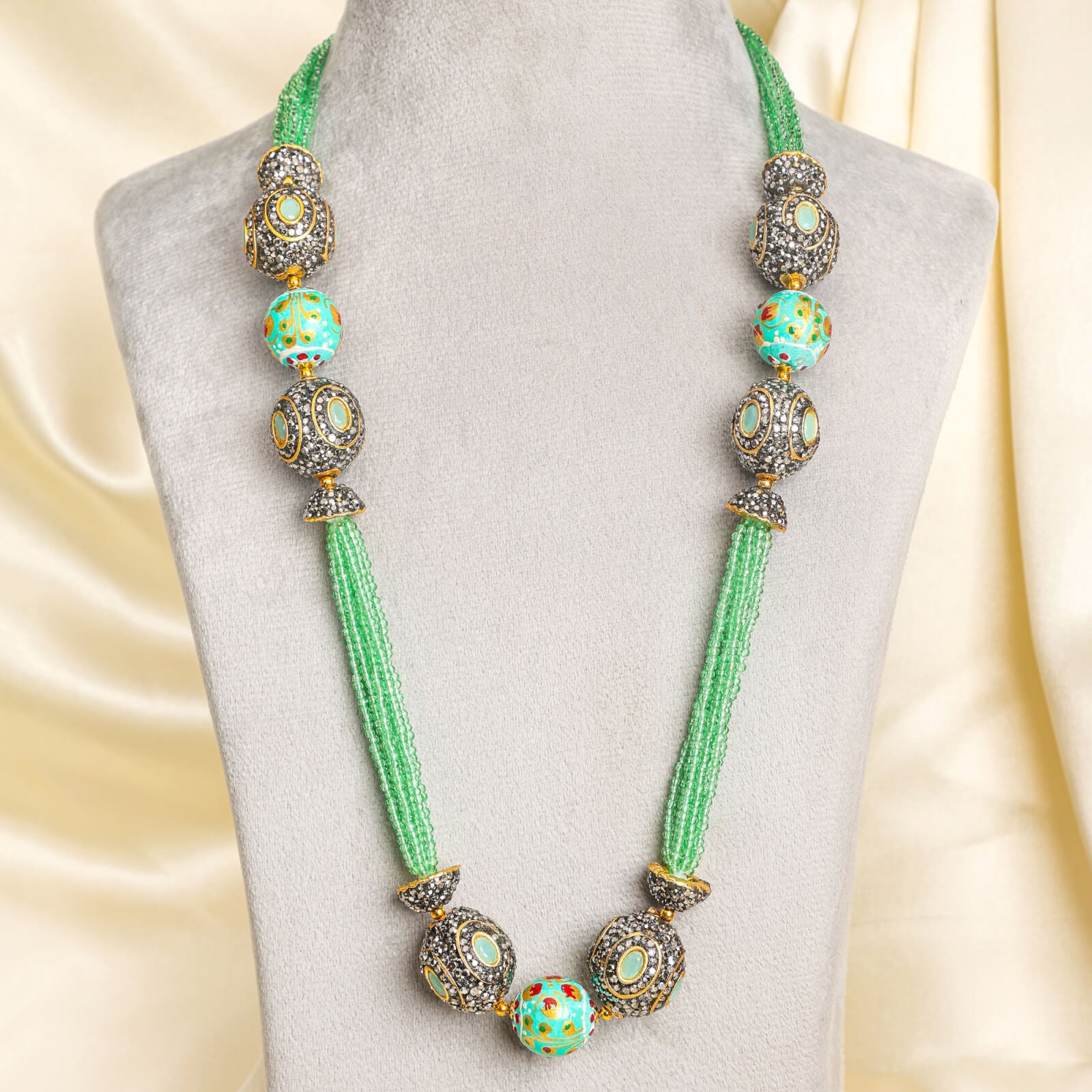Light Green Crystal pearl mala