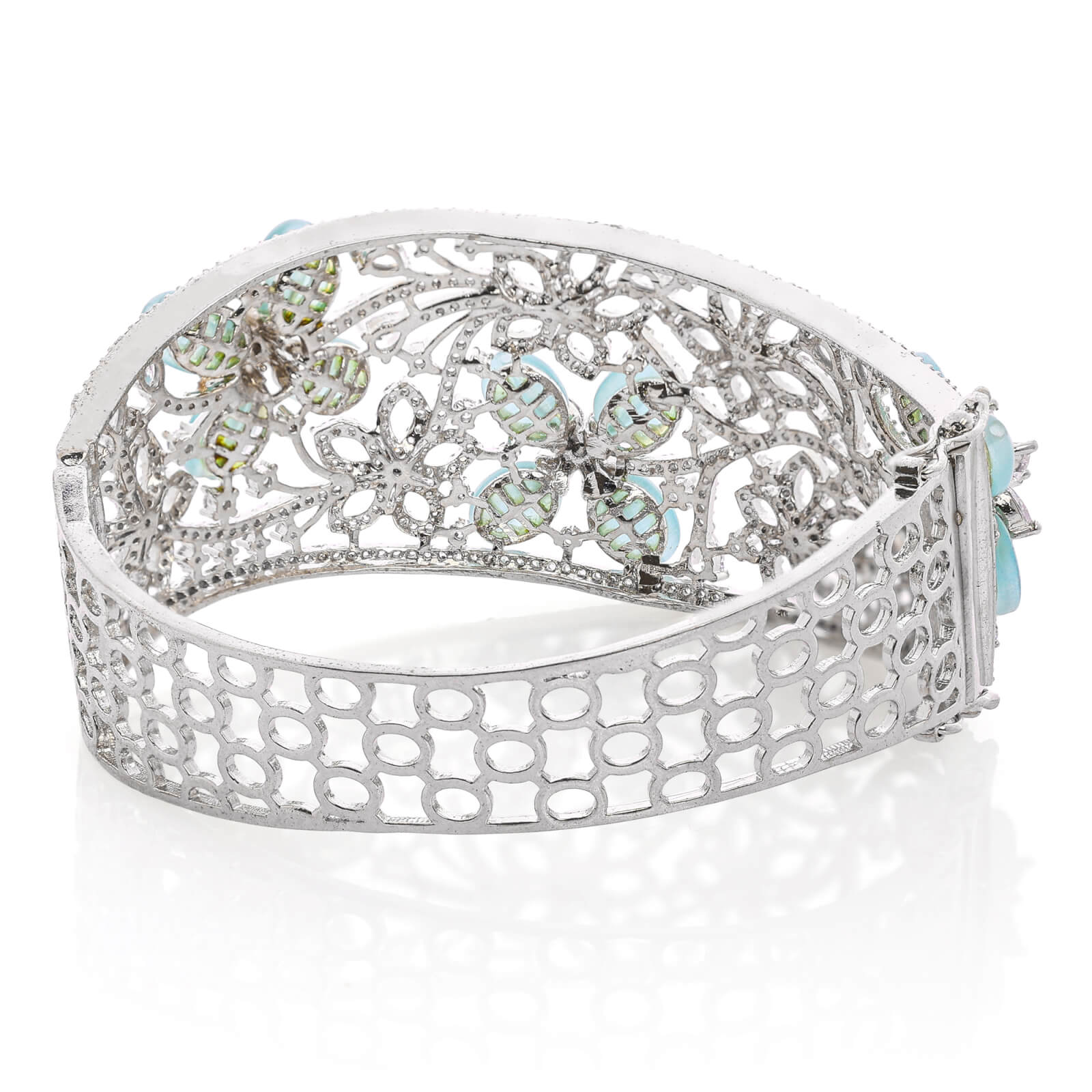 Royal American Diamond Rhodium Plated  open able Kada