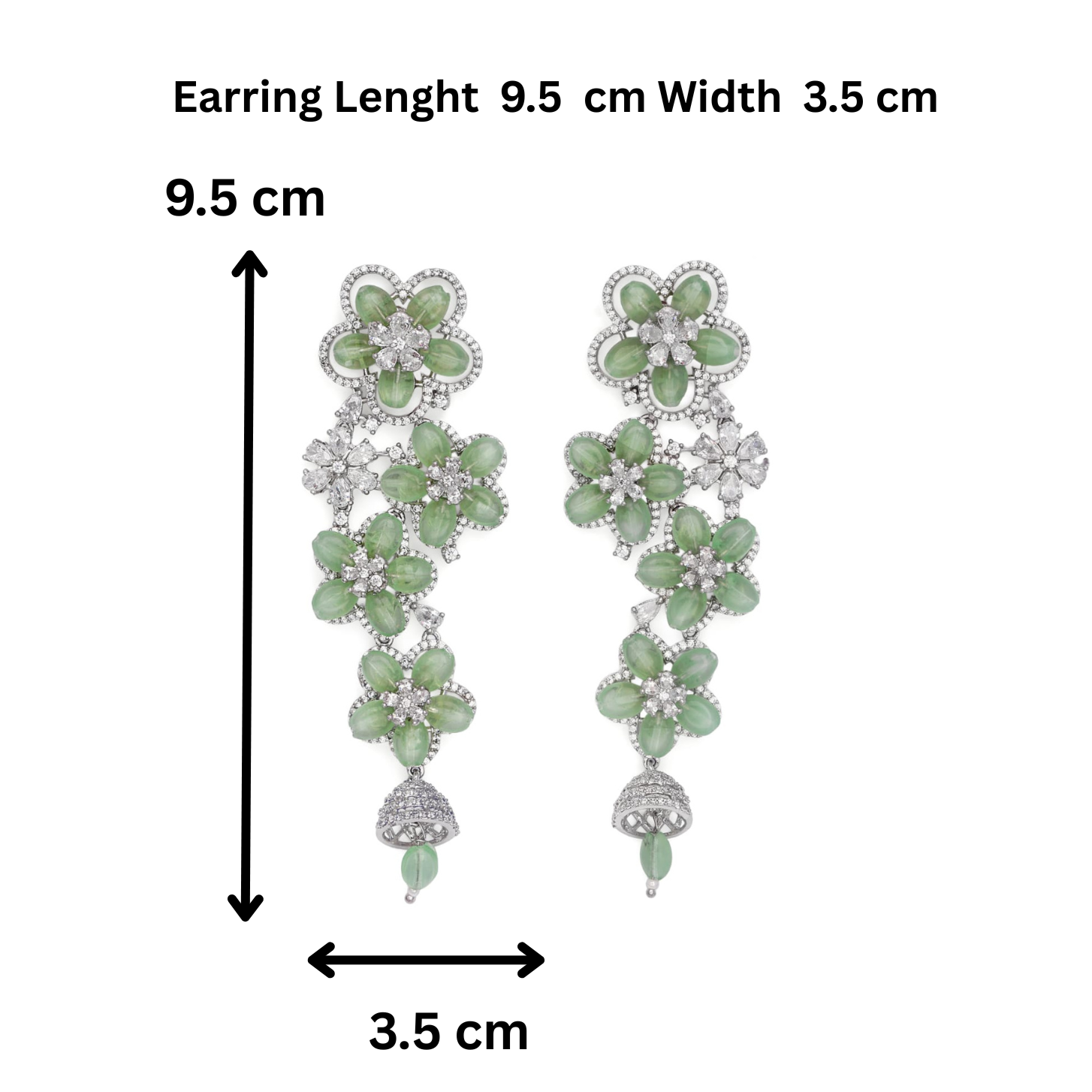 Floral drop earring rhodium plated
