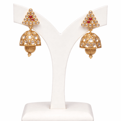 Gold Plated Multi-Layer Triple Line CZ Stone  Kundan Necklace Set for Women