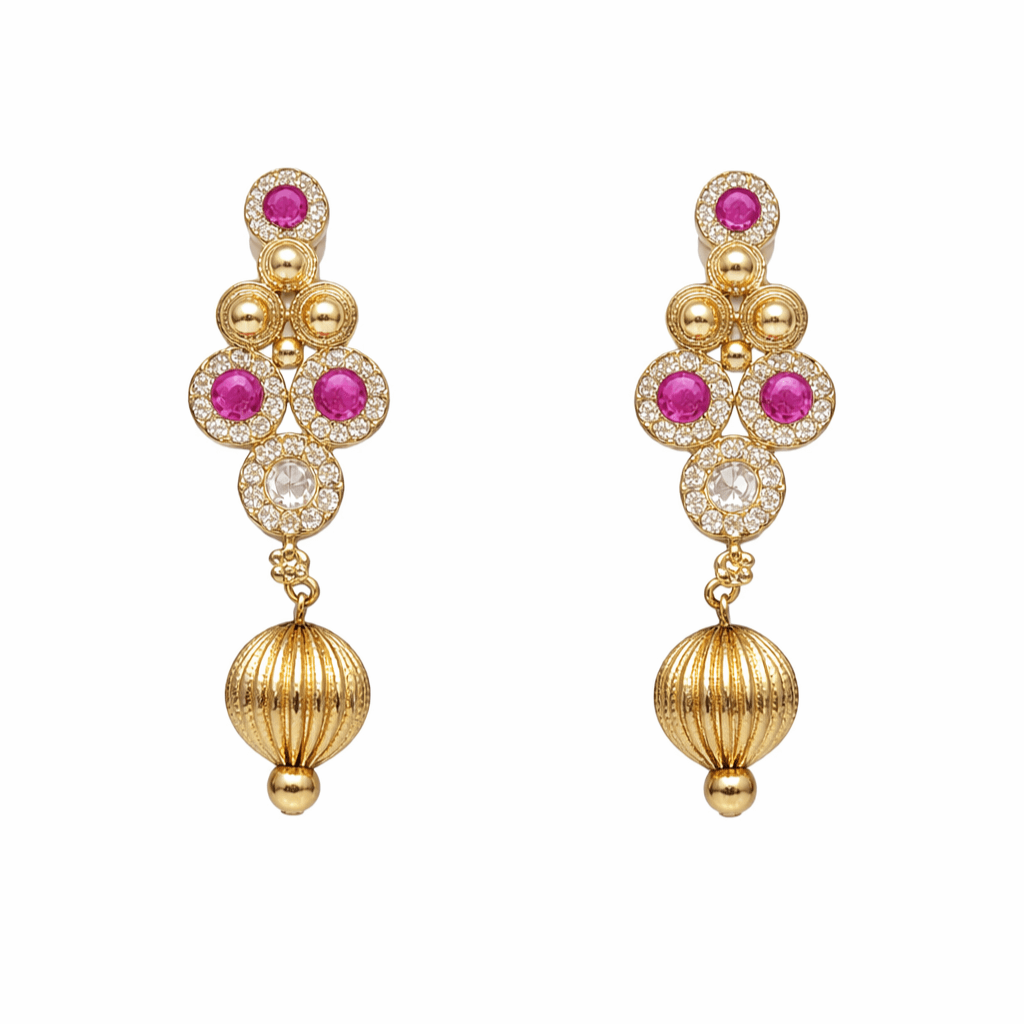 Traditional Gold Plated Double Layer Necklace Set for Women