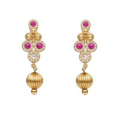 Traditional Gold Plated Double Layer Necklace Set for Women