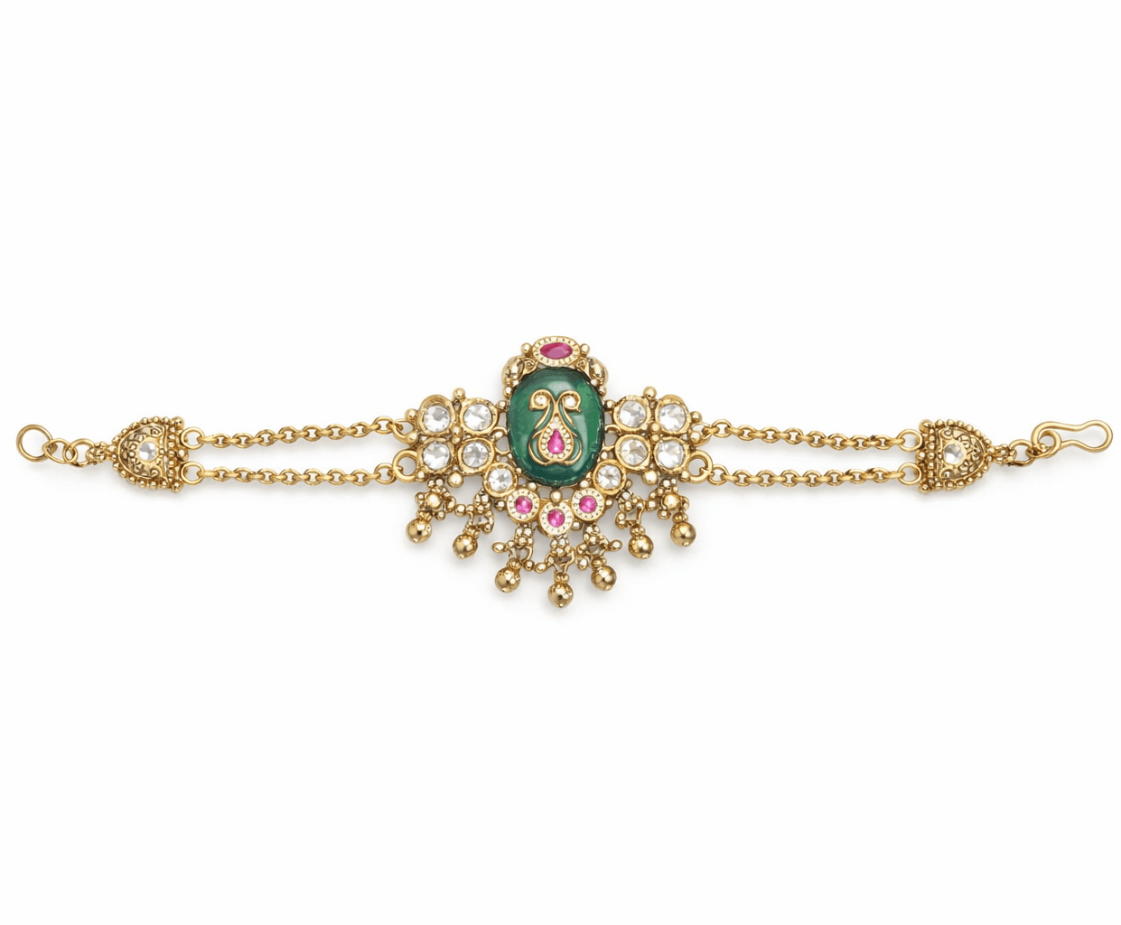 Traditional Antique Gold-Plated Kundan Bracelet for Women