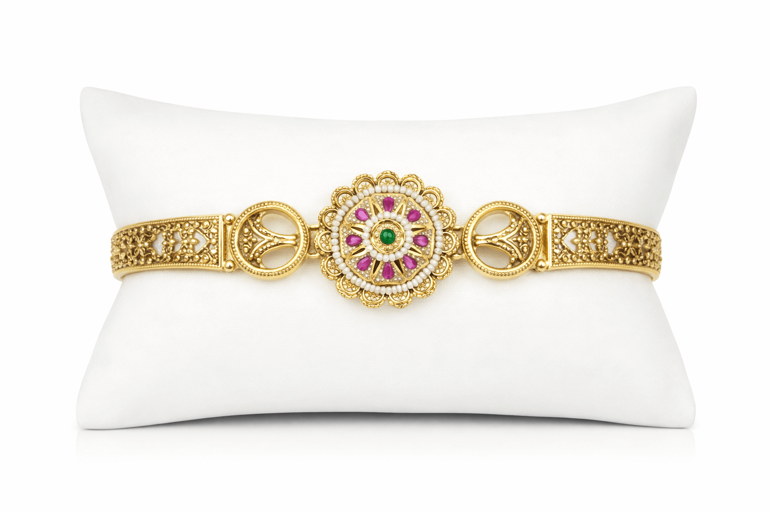Traditional Antique Gold-Plated Filigree Bracelet for Women