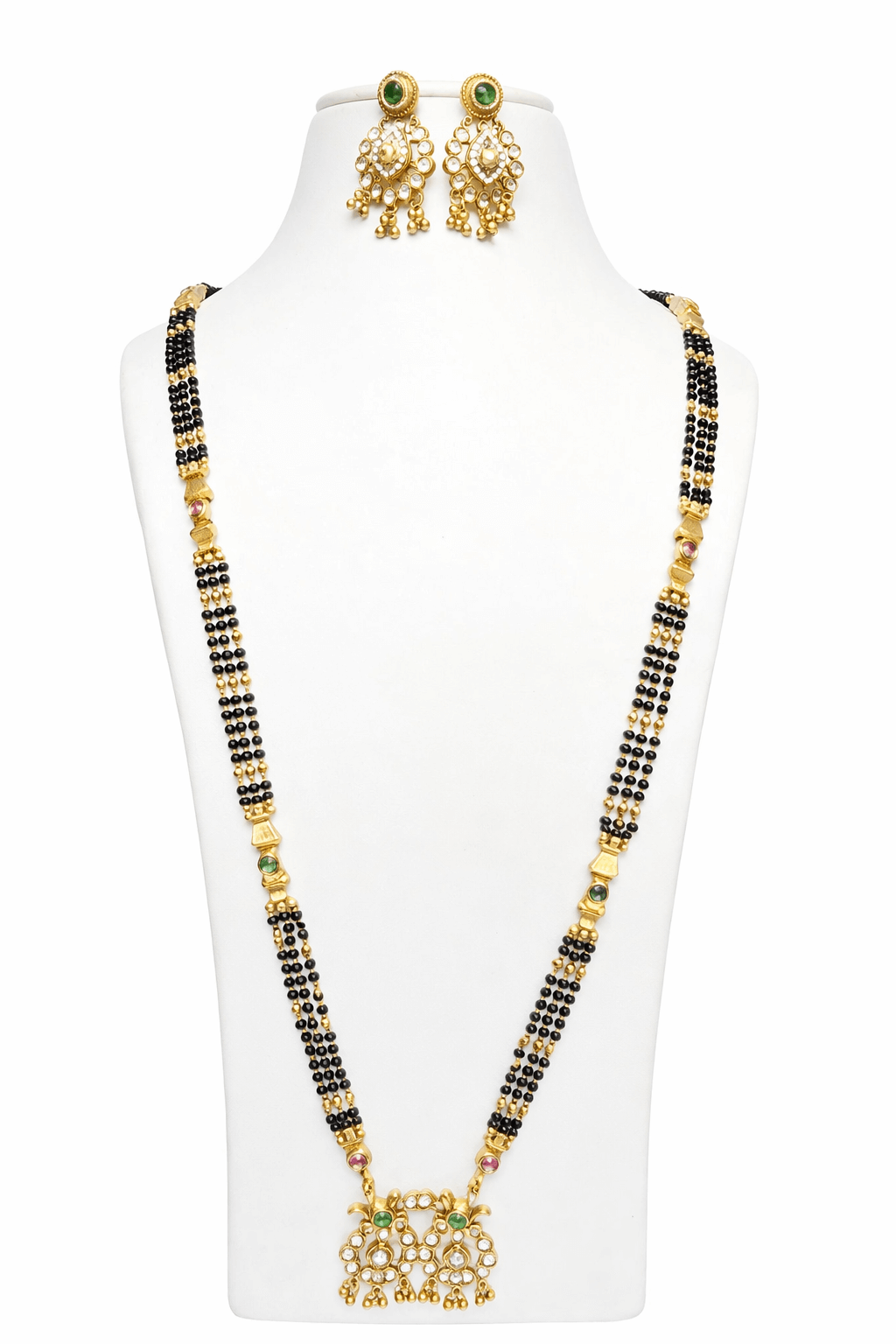 Traditional Gold Plated  Long Mangalsutra Necklace Set for Women