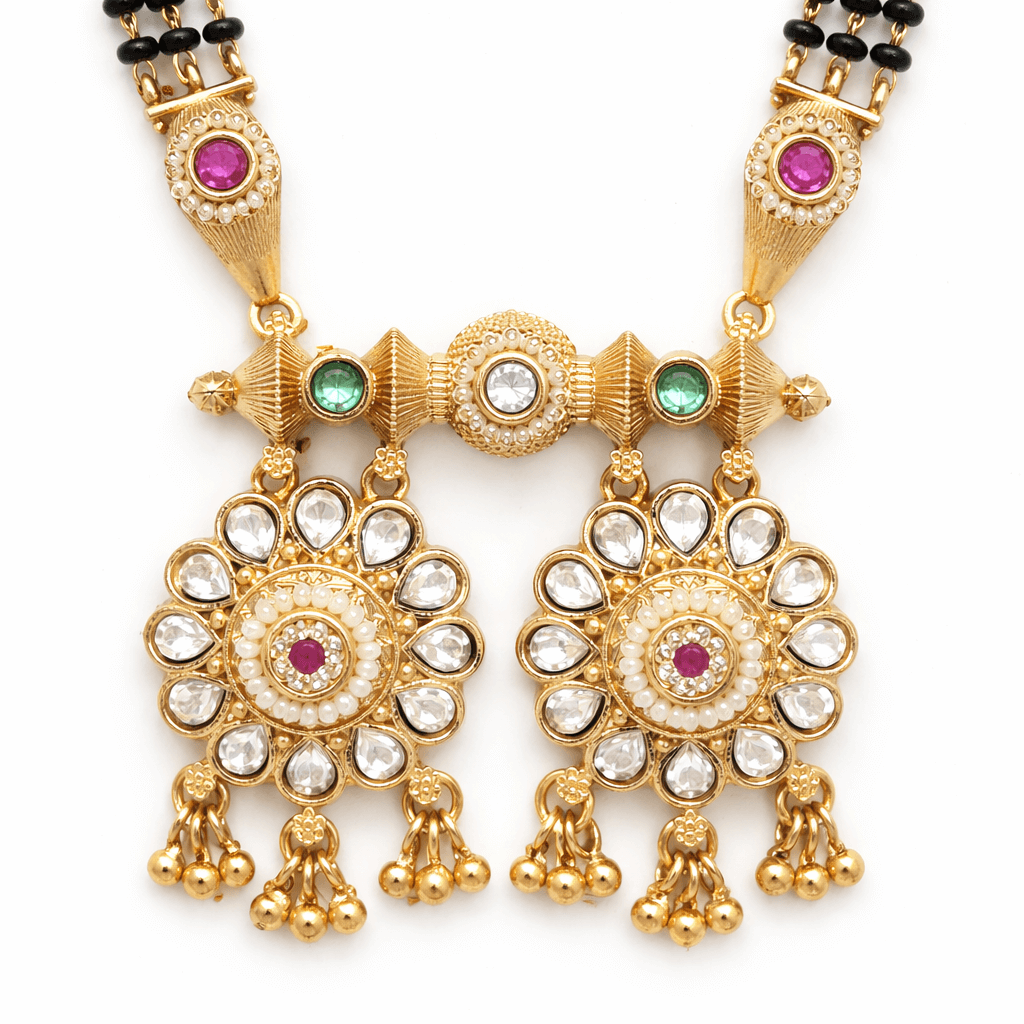 Traditional Gold Plated  Long Mangalsutra Necklace Set for Women