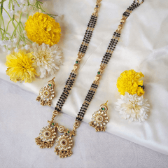 Traditional Gold Plated  Long Mangalsutra Necklace Set for Women
