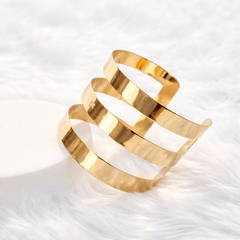 Stylish Multi-Line Gold open Cuff Bracelet