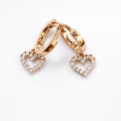 Forever Heart Drop Hoop 18K Gold Plated Earrings